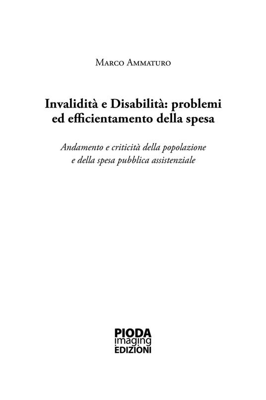 Invalidità e disabilità: problemi ed efficientamento della spesa. Andamento e criticità della popolazione e della spesa pubblica assistenziale - Marco Ammaturo - copertina