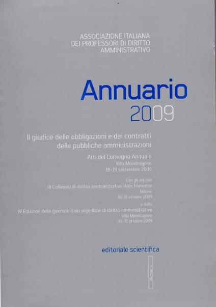 Annuario 2009. Il giudice delle obbligazioni e dei contratti delle pubbliche amministrazioni - copertina