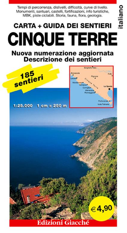 Cinque Terre. Carta. Guida dei sentieri. 185 sentieri, scala 1:25.000 - copertina