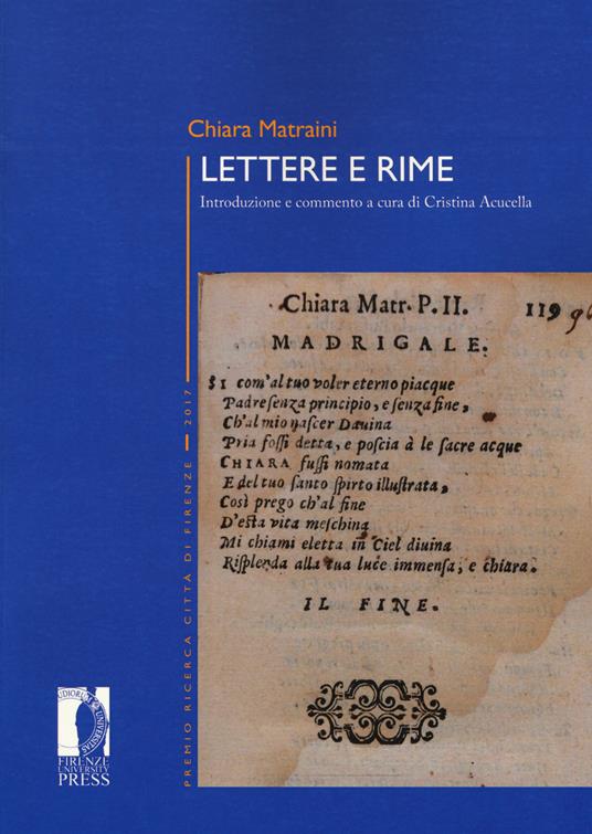 Lettere e rime - Chiara Matraini - copertina