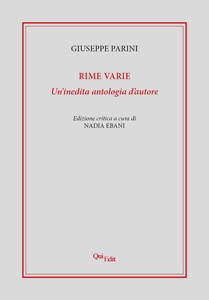 Rime varie. Un'inedita antologia d'autore - Giuseppe Parini - copertina