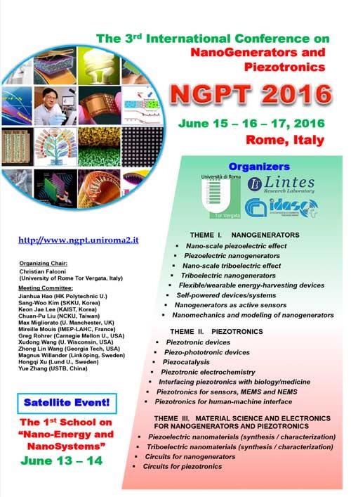 The 3rd international conference on nanogenerators and piezotronics. NGPT 2016 (Rome, June 15-16-17) - copertina