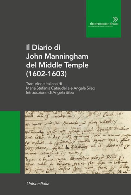 Il diario di John Manningham del Middle Temple (1602-1603) - copertina