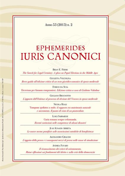 Ephemerides Iuris canonici (2013). Vol. 2 - copertina