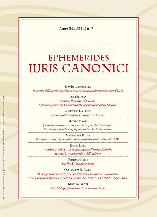 Ephemerides Iuris canonici (2014). Vol. 2 - copertina