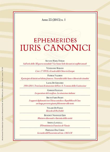 Ephemerides iuris canonici (2015). Vol. 1 - copertina