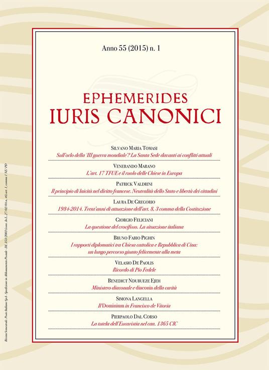 Ephemerides iuris canonici (2015). Vol. 1 - copertina