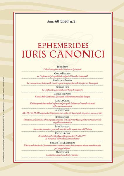 Ephemerides Iuris canonici (2020). Vol. 2 - copertina