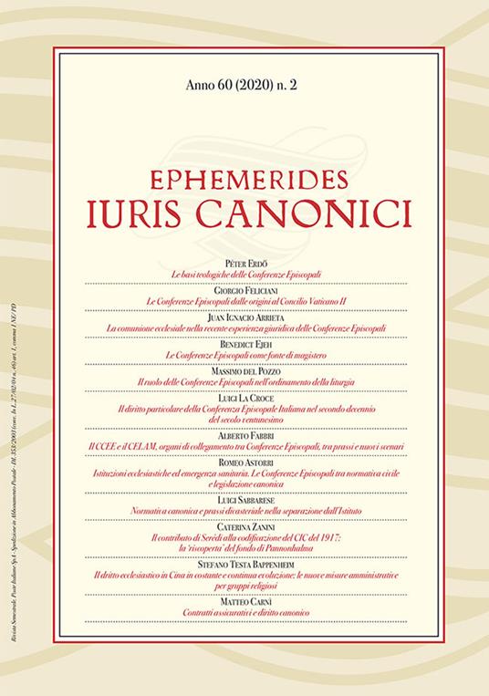 Ephemerides Iuris canonici (2020). Vol. 2 - copertina