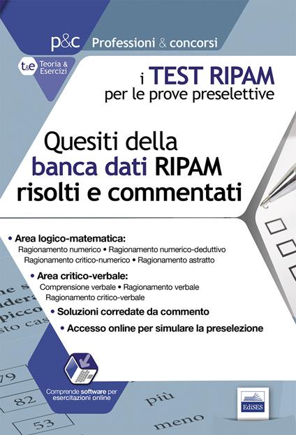 I test RIPAM per le prove preselettive. Questi della banca dati RIPAM risolti e commentati. Guida alla preselezione. Con software di simulazione - copertina