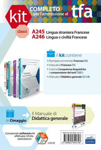 TFA. Classi A245-A246 per prove scritte e orali. Manuali di teoria ed esercizi di lingua e cultura francese. Kit completo. Con software di simulazione - copertina