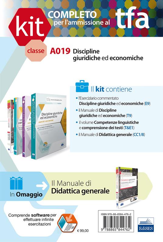 TFA. Classe A019 per prove scritte e orali. Manuali di teoria ed esercizi di discipline giuridiche ed economiche. Kit completo. Con software di simulazione - copertina