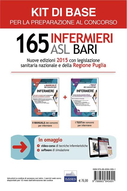 Concorso 165 infermieri ASL Bari: Manuale e test per la preparazione al concorso-Kit base. Con software di simulazione - copertina