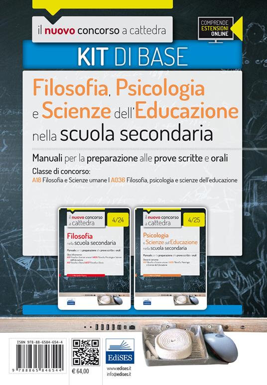 CC 4/24 4/25 filosofia, psicologia e scienze dell'educazione nella scuola secondaria. Manuali... Classe di concorso: A18, A036. Kit di base. Con espansione online - copertina