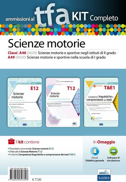 TFA. Scienze motorie calssi 148 (A029), A49 (A030) per prove scritte e orali. Kit completo. Con software di simulazione - copertina