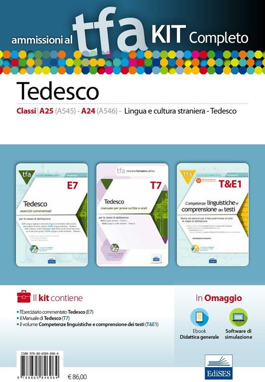 TFA. Tedesco classi A25, A545, A24, A546, per prove scritte e orali. Kit completo. Con software di simulazione - copertina