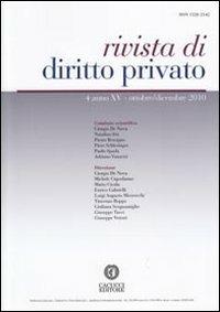 Rivista di diritto privato (2010). Vol. 4 - copertina