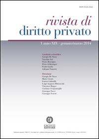 Rivista di diritto privato (2014). Vol. 1 - copertina