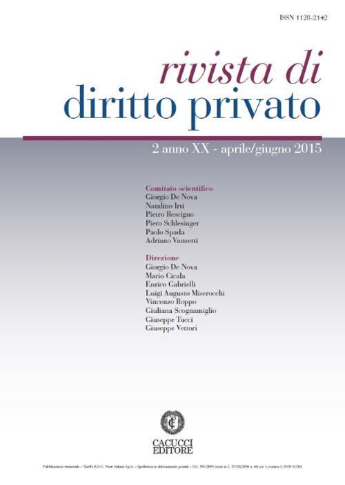 Rivista di diritto privato (2015). Vol. 2 - copertina