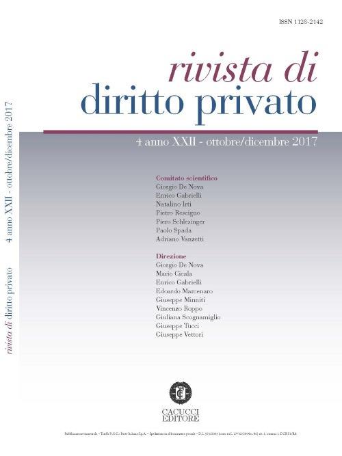 Rivista di diritto privato (2017). Nuova ediz.. Vol. 4: Ottobre-dicembre. - copertina