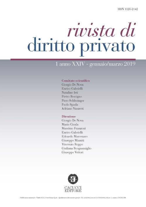 Rivista di diritto privato (2019). Vol. 1: Gennaio-marzo. - copertina