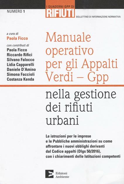 Manuale operativo per gli appalti Verdi-Gpp nella gestione dei rifiuti urbani - copertina