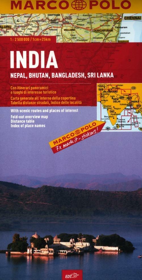 India, Nepal, Bhutan, Bangladesh, Sri Lanka 1:2.500.000. Ediz. multilingue - copertina