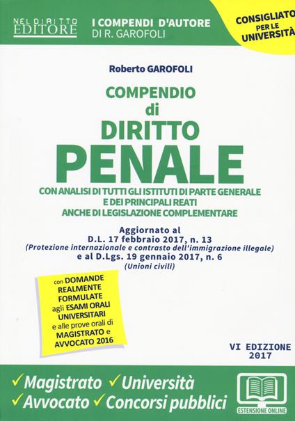 Compendio di diritto penale - Roberto Garofoli - copertina