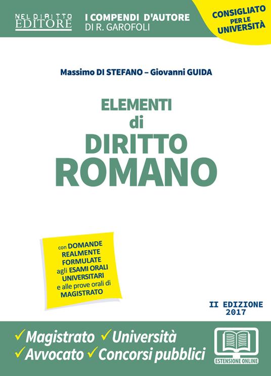 Elementi di diritto romano - Massimo Di Stefano,Giovanni Guida - copertina