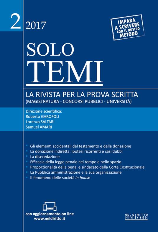 Solo temi. La rivista per la prova scritta (magistratura-concorsi pubblici-università) (2017). Vol. 2 - copertina