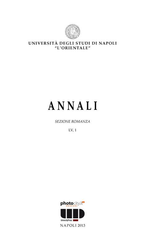 Annali. Sezione romanza - G. Battista De Cesare - copertina