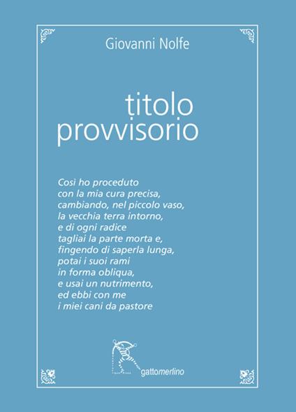 Titolo provvisorio - Giovanni Nolfe - copertina