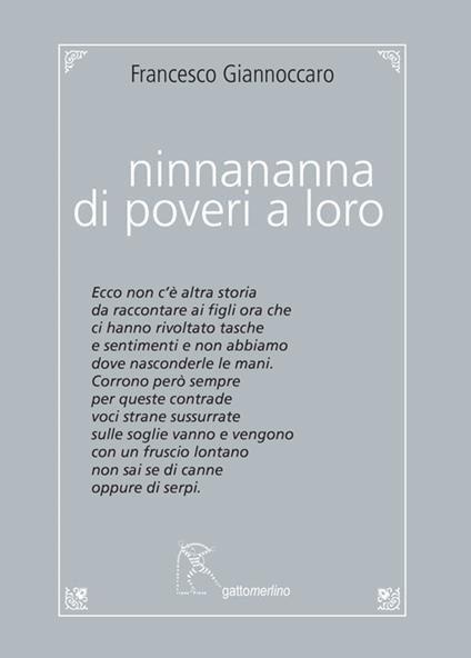 Ninnananna di poveri a loro - Francesco Giannoccaro - copertina