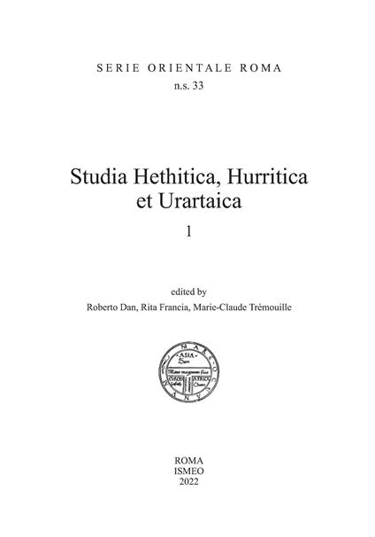 Studia Hethitica, Hurritica et Urartaica. Vol. 1 - copertina