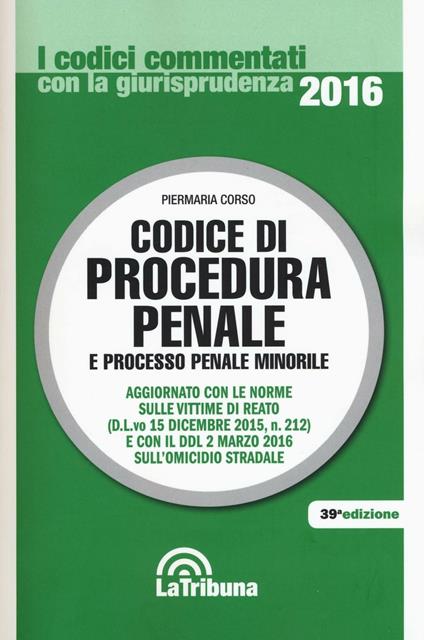 Codice di procedura penale e processo penale minorile - copertina