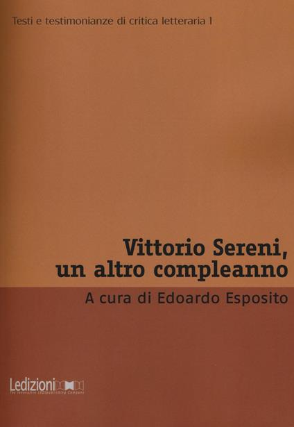 Vittorio Sereni, un altro compleanno - copertina