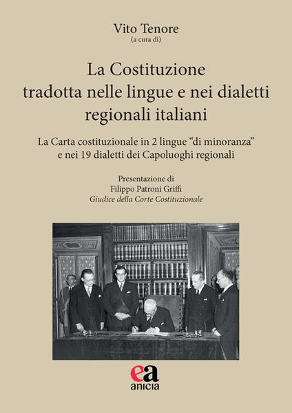 La Costituzione tradotta nelle lingue e nei dialetti regionali italiani - copertina