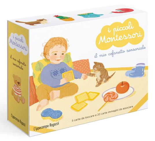 I piccoli Montessori. Il mio cofanetto sensoriale. Con 20 carte ambientali. Con 5 carte tattili - Delphine Roubieu - copertina