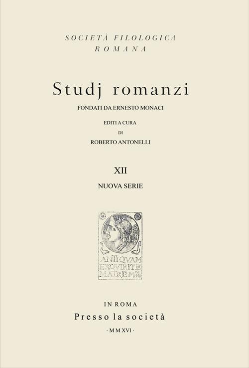 Studj romanzi. Nuova serie. Vol. 12 - copertina