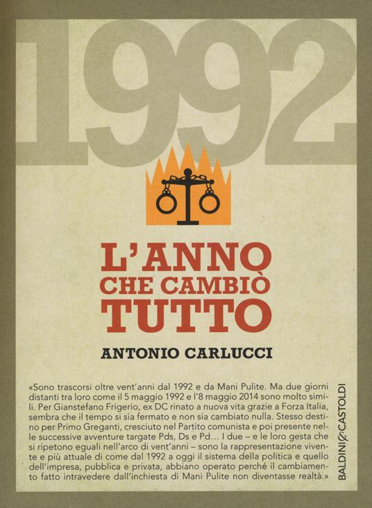 1992. L'anno che cambiò tutto - Antonio Carlucci - copertina