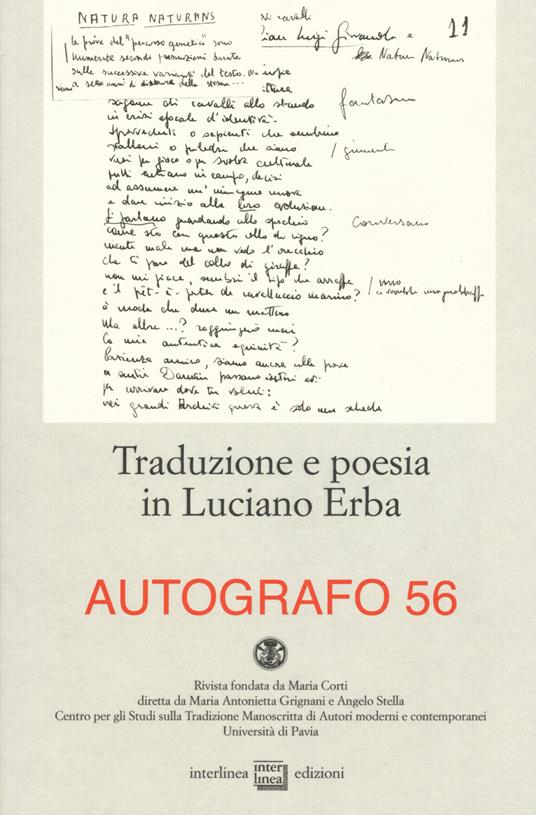 Traduzione e poesia in Luciano Erba - copertina