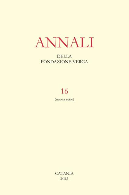 Annali della Fondazione Verga. Vol. 16 - copertina