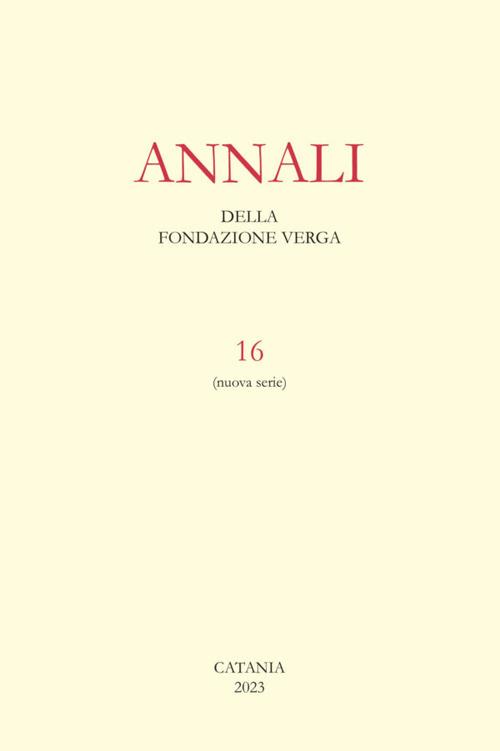 Annali della Fondazione Verga. Vol. 16 - copertina