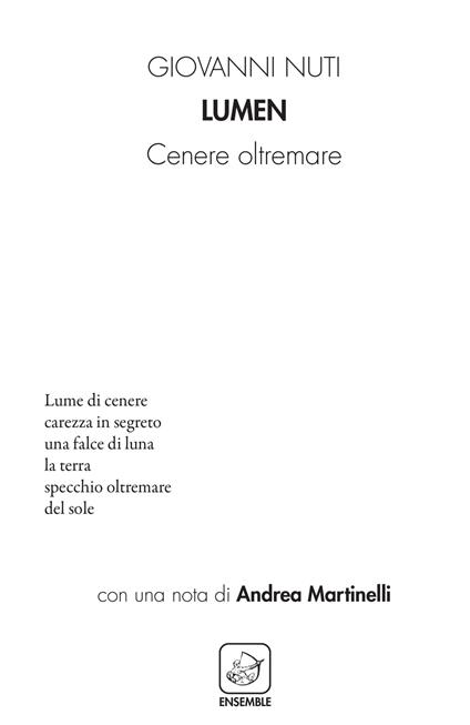 Lumen. Cenere oltremare - Giovanni Nuti - copertina