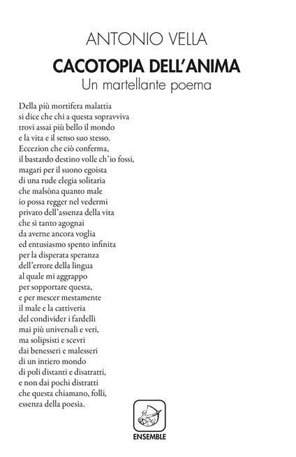 Cacotopia dell'anima. Un martellante poema - Antonio Vella - copertina