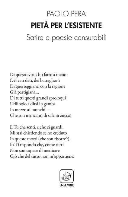 Pietà per l'esistente. Satire e poesie censurabili - Paolo Pera - copertina