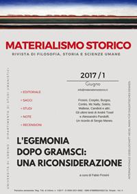 Materialismo storico. Rivista di filosofia, storia e scienze umane (2017). Vol. 1: egemonia dopo Gramsci: una riconsiderazione, L'. - copertina