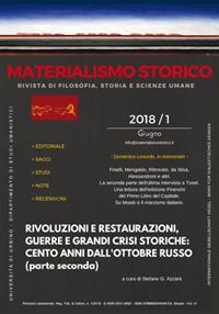 Materialismo storico. Rivista di filosofia, storia e scienze umane (2018). Vol. 1: Rivoluzioni e restaurazioni, guerre e grandi crisi storiche: cento anni dall'ottobre russo. - copertina