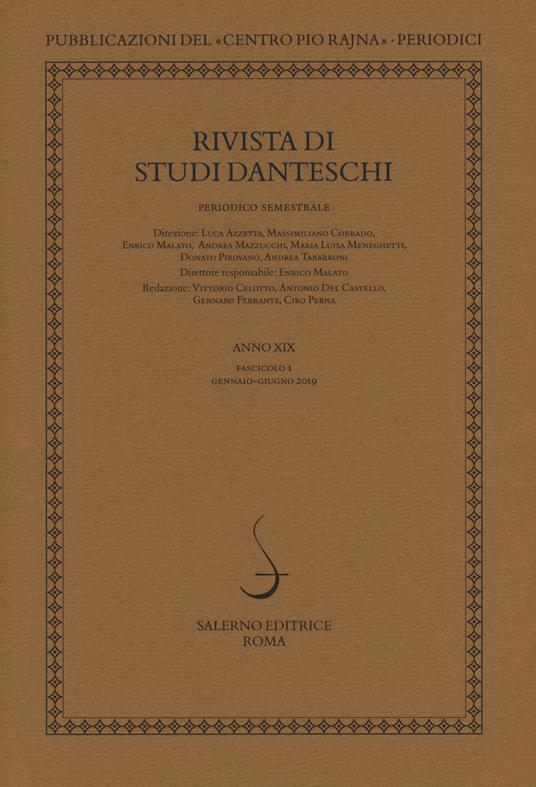 Rivista di studi danteschi (2019). Vol. 1 - copertina