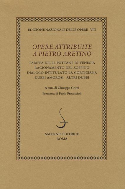 Opere attribuite a Pietro Aretino - copertina